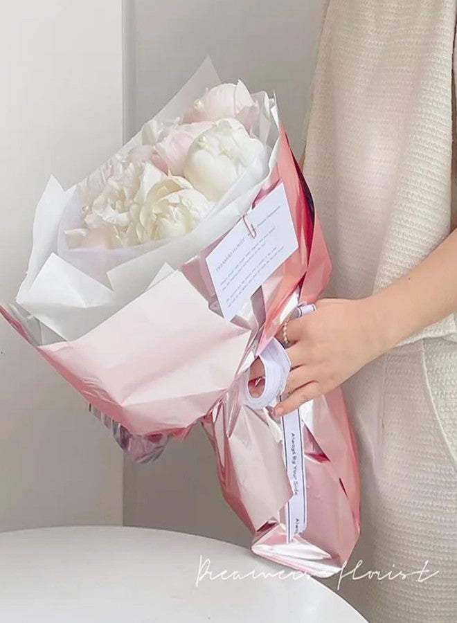 OASIS Flower Bouquet Wrapping Sheets - Waterproof Korean Floral Wraps for Florists, Fresh Flower Arrangements, Gift Packaging & DIY Crafts - 20 Sheets (58 x 58 cm) - Rose Gold & Silver - Image 3